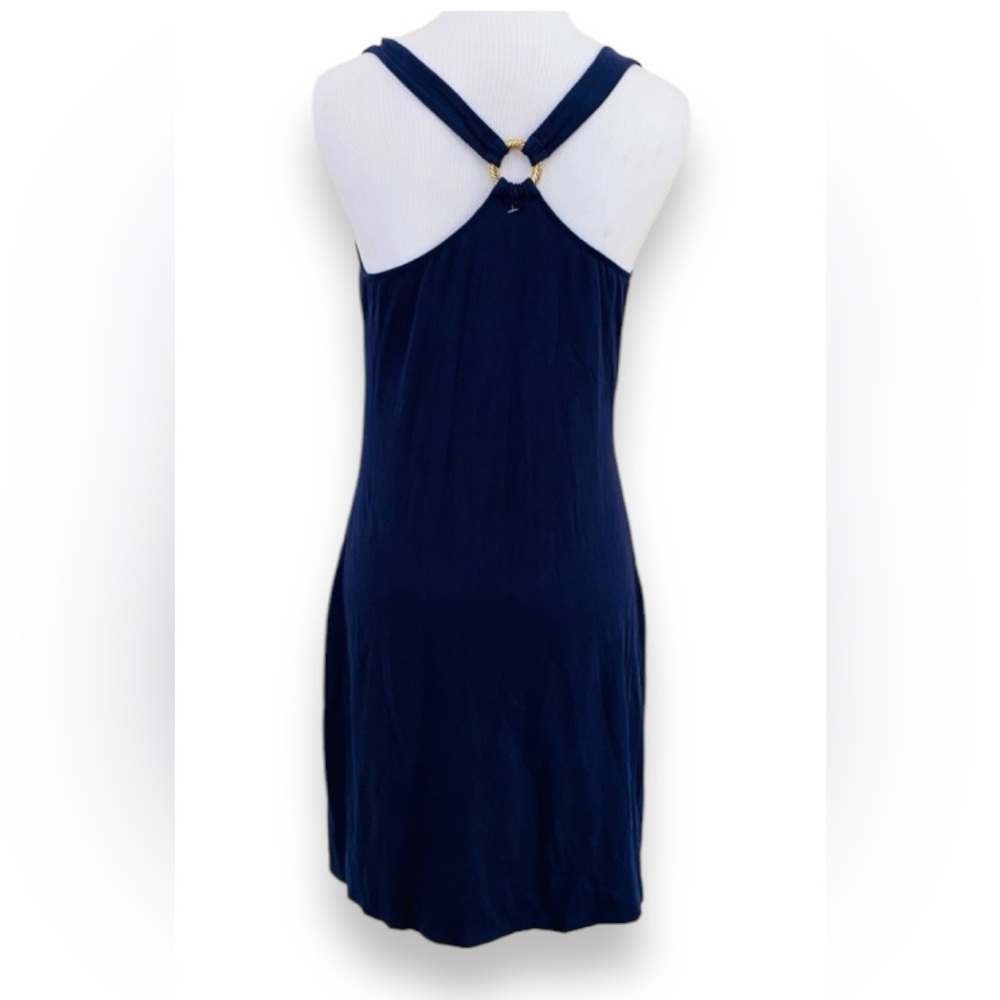 Lilly Pulitzer Dress Navy Small Blue Halter Linen CoverUp Athletic Preppy Resort